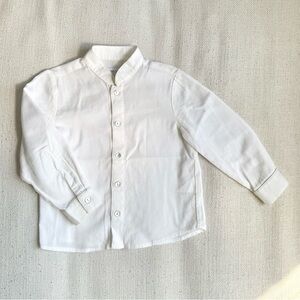 Amaia London White Piqué Cotton Shirt 3Y Stand Collar